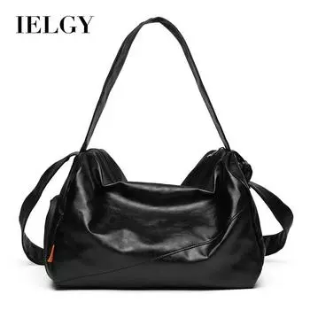 IELGY sports fitness handbag, large-capacity duffel bag for short trips, fashionable soft leather messenger bag.