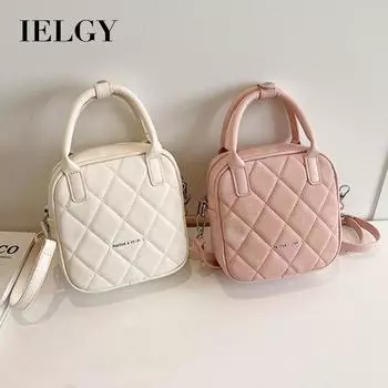 IELGY spring and summer portable commuter bag, diamond square bag, versatile texture shoulder messenger bag розовый