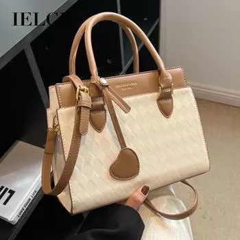 IELGY Сращивание простой ретро сумка через плечо большой вместимости чёрный