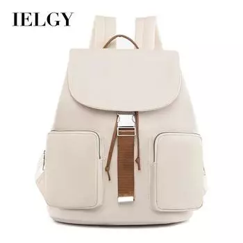 IELGY Стильный и простой модный рюкзак на шнурке, студенческий повседневный рюкзак большой вместимости с несколькими карманами. чёрный