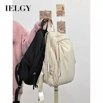 IELGY student versatile fashion backpack, high-value lazy style schoolbag бежевый