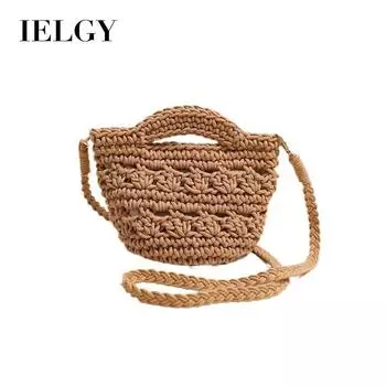 IELGY Сумка через плечо из хлопчатобумажной нити, универсальная полая соломенная пляжная сумка для отдыха, маленькая и свежая кофейный