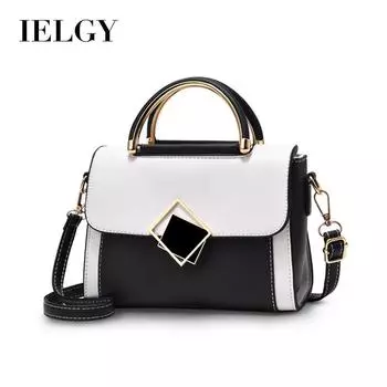 IELGY Сумка через плечо Маленькая квадратная сумка с крючком Большой емкости Корейская версия Контрастный цвет Нерегулярное украшение Печать Женская сумка Мода жёлтый