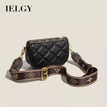 IELGY Сумка через плечо с широким плечевым ремнем, вышитая ромбами, универсальная сумка через плечо в иностранном стиле с высокой текстурой белый