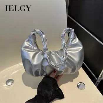 IELGY Сумка через плечо со складками Cloud, текстурированная большая сумка чёрный