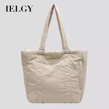 IELGY Сумка из мягкой вощеной ткани, студенческая сумка через плечо для занятий, вместительная сумка для поездок на работу, сумка-тоут из нейлоновой ткани. бежевый