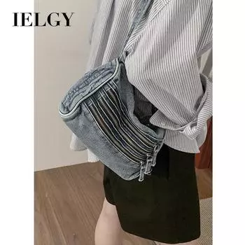 IELGY Сумка из стираного денима, модная маленькая квадратная сумка в стиле ретро, универсальная сумка через плечо. чёрный