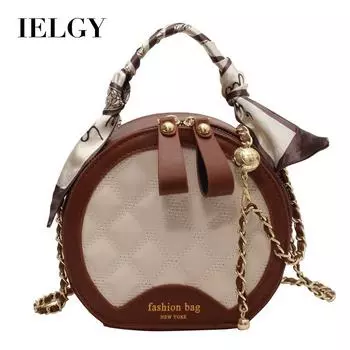 IELGY Сумка-кошелек на подмышку с вышивкой ромбами, сумка-мессенджер на цепочке, маленькая круглая переносная сумка.