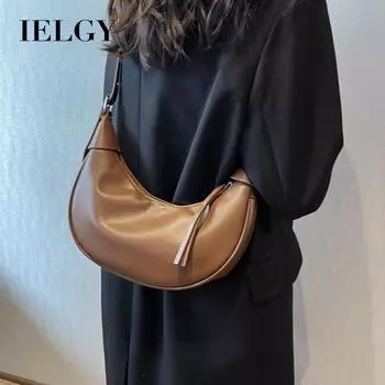 IELGY Сумка-мешок для женской подмышечной впадины в форме полумесяца, фактурная, полукруглая, переносная сумка через плечо чёрный