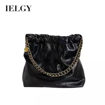 IELGY Сумка-мессенджер премиум-класса с ромбовидным узором, женская сумка через плечо большой емкости с цепочкой чёрный