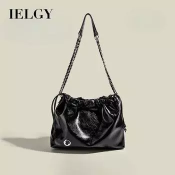 IELGY Сумка-мессенджер с цепочкой и бриллиантами, большая вместительная сумка через плечо, универсальная. чёрный