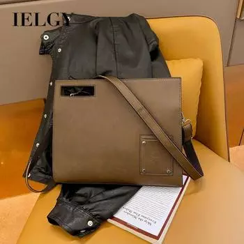 IELGY Сумка-мессенджер в стиле ретро, многофункциональная сумка-клатч, деловая женская сумка из искусственной кожи темно серый