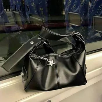 IELGY Сумка-мессенджер в стиле ретро, универсальная модная сумка через плечо, маленькая женская седельная сумка чёрный