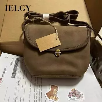 IELGY Сумка-мессенджер в стиле ретро, универсальная сумка-седло на плечо с металлической кнопкой и текстурой премиум-класса. коричневый