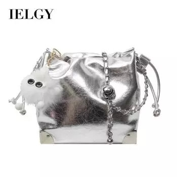 IELGY Сумка-мессенджер, женская фактурная модная одноплечевая однотонная темпераментная сумка-ведро чёрный