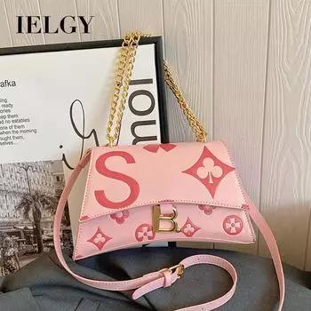 IELGY Сумка-песочные часы на плече с зазубринами и буквами, повседневная простая женская сумка через плечо с цепочкой в стиле ретро в европейском и американском стиле. белый