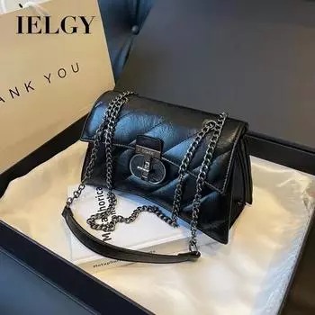 IELGY Сумка премиум-класса на цепочке, нишевая сумка под мышками Универсальная французская сумка через плечо чёрный