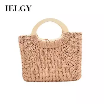 IELGY Сумка ручной работы, летняя пляжная сумка, стильная соломенная сумка ручной работы в стиле ретро. хаки