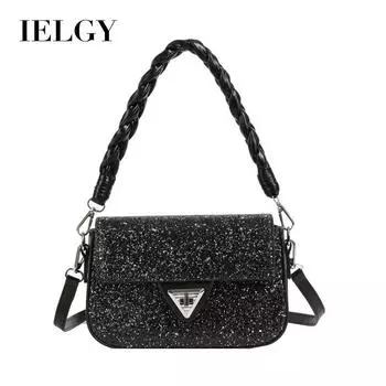 IELGY Сумка с плетеным цветком, универсальная сумка через плечо в иностранном стиле, маленькая квадратная сумка с блестками белый