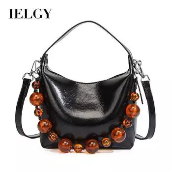 IELGY Сумка с жемчужной отделкой, высококачественная текстура, переносная сумка для пельменей, женская сумка-мессенджер чёрный