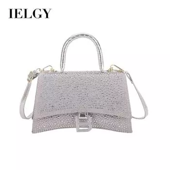 IELGY Сумка в стиле песочные часы в стиле ретро, портативная женская сумка через плечо с яркими бриллиантами, женская сумка, элитный зарубежный стиль чёрный