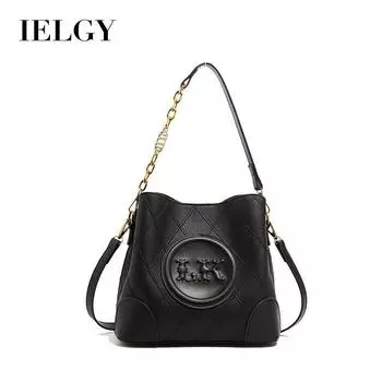 IELGY Сумка-ведро, простая фактурная сумка через плечо, корейская версия модной переносной сумки с косым ремешком чёрный