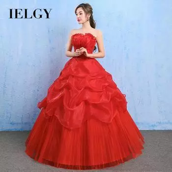 IELGY свадебное платье новое корейское свадебное платье без рукавов размера плюс красное кружево было тонким S белый