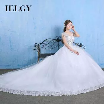IELGY свадебное платье с открытыми плечами, новый стиль, толстый толстый плюс размер, бриллиантовая отделка, толстый свадебный длинный хвост