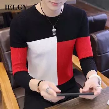IELGY свитер мужской с круглым вырезом корейский тонкий модный красивый одежда тонкий стиль основа M чёрный