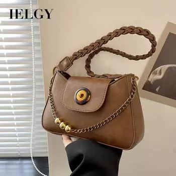 IELGY Текстурированная винтажная сумка через плечо подмышкой чёрный