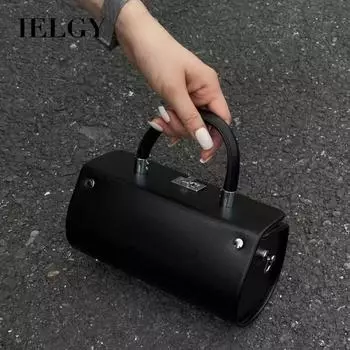 IELGY Текстурная темно-черная ретро-сумка-цилиндр Spice Girl, милая и классная женская сумочка чёрный