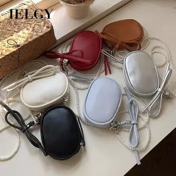 IELGY Ультра-маленький красный конверт через плечо, вогнутая сумка для наушников, овальная сумка-яйцо с бантиком.