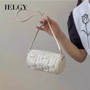 IELGY Универсальная небольшая сумка-цилиндр через плечо на одно плечо, сотканная вручную. белый