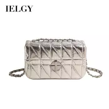 IELGY Универсальная сумка-мессенджер с цепочкой, вышитая ромбами, модная маленькая квадратная сумка через плечо чёрный