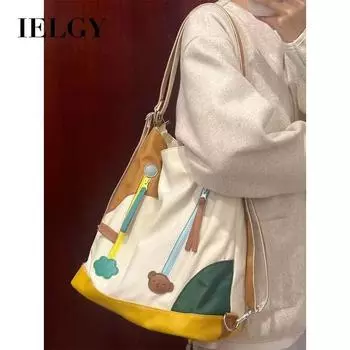 IELGY Универсальная сумка-мессенджер в японском стиле большой вместимости на одно плечо и два плеча для поездок на работу и в контрастном цвете.