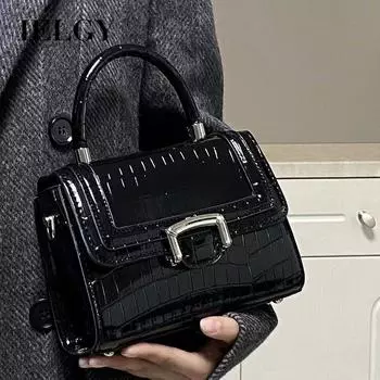 IELGY Универсальная сумка с крокодиловым узором, модная сумка через плечо для пригородных поездок. чёрный