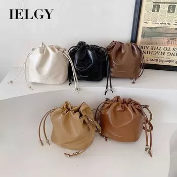 IELGY Универсальная сумка в стиле ретро, пригородная сумка-ведро корейской версии на шнурке, универсальная сумка через плечо чёрный