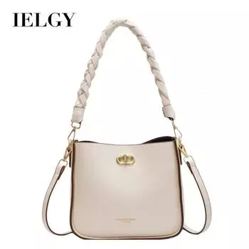 IELGY Универсальная сумка-ведро из мягкой кожи, сумка-мессенджер через плечо с фактурой в иностранном стиле чёрный