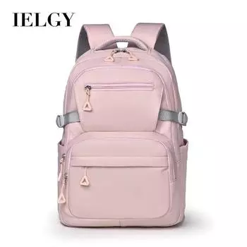 IELGY универсальный однотонный повседневный кампусный дорожный рюкзак большой вместимости, модный рюкзак с защитой от брызг розовый