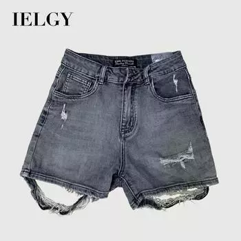 IELGY узкие джинсовые рваные шорты с высокой талией для женщин, свободные широкие брюки, шорты, джинсы 26 синий