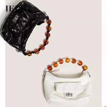 IELGY versatile beaded portable underarm bag, niche design pleated shoulder messenger bag чёрный