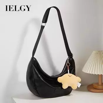 IELGY Versatile crescent shoulder messenger tote bag fashionable simple pillow bag чёрный