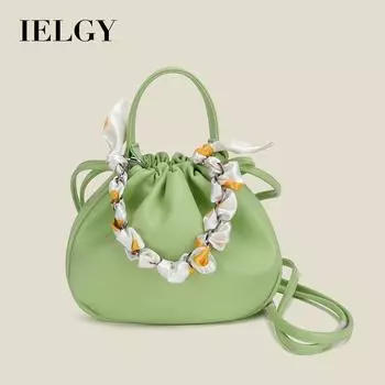 IELGY Весенне-летняя плиссированная женская сумка, переносная модная однотонная сумка-пельмень с цепочкой из ленты, милая сумка через плечо на одно плечо белый