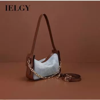 IELGY Высококачественная джинсовая сумка подмышками, универсальная сумка-мессенджер на одно плечо с французской нишевой цепочкой синий