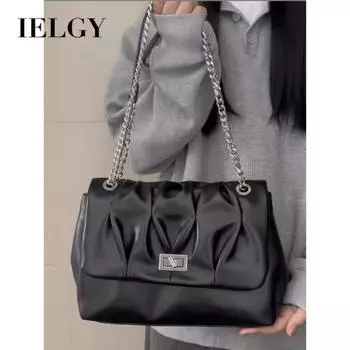 IELGY Высококачественная повседневная сумка-тоут, косая плиссированная сумка через плечо. чёрный