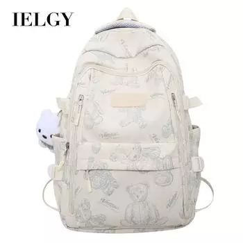 IELGY Высококачественная школьная сумка, простой повседневный рюкзак большой емкости для учащихся младших классов средней школы чёрный