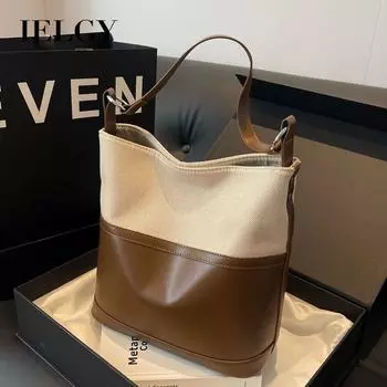 IELGY Высококачественная сумка-ведро контрастного цвета, модная и универсальная повседневная сумка для подмышек с простым темпераментом. чёрный