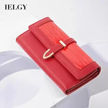 IELGY Women s All Match Simple Style Solid Color Wallet красный