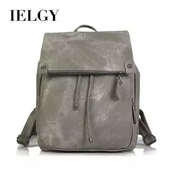IELGY Женский рюкзак, модная однотонная кожаная серая портативная сумка синий