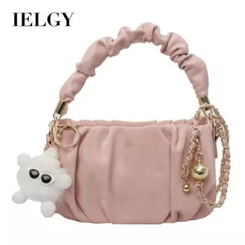 IELGY women s black chain crossbody bucket bag, simple shoulder bag чёрный